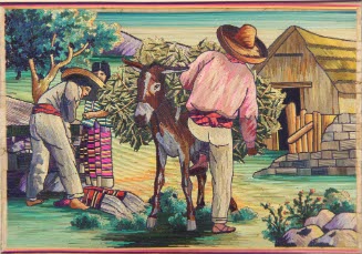 Family and burro