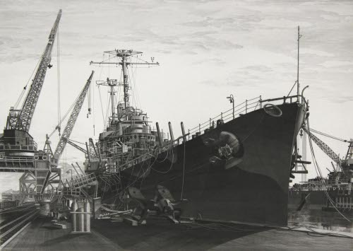 U.S.S. Columbia Under Construction at the New York Shipbuilding Corporation, Camden, NJ 1942