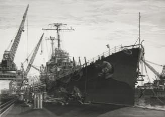 U.S.S. Columbia Under Construction at the New York Shipbuilding Corporation, Camden, NJ 1942