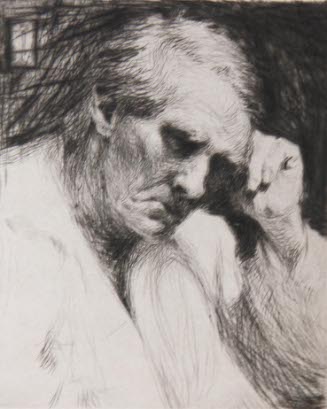 Old man with hand to his head
