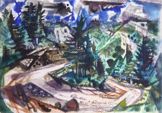Trees, Road, Mountains