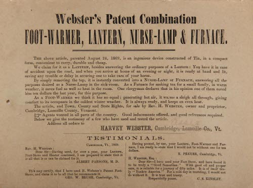 Webster's footwarmer ad