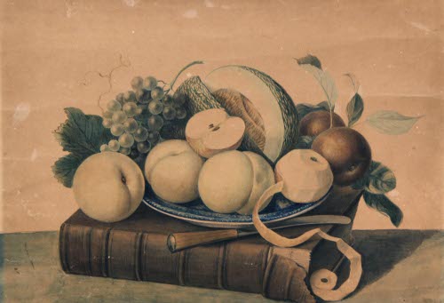 Still-life, Fruit and Book