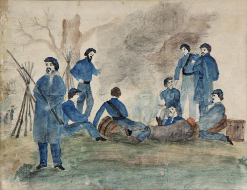 Union Soldiers at the Campfire