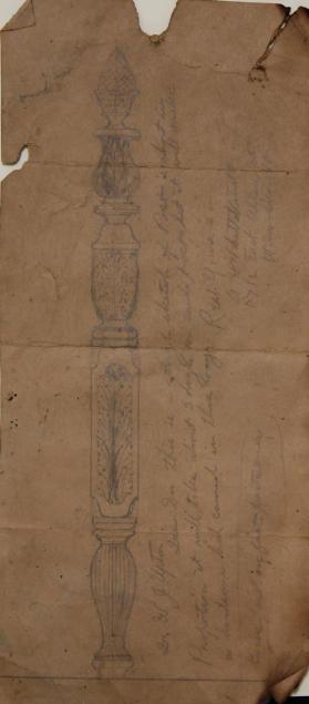 Drawing of a carved post