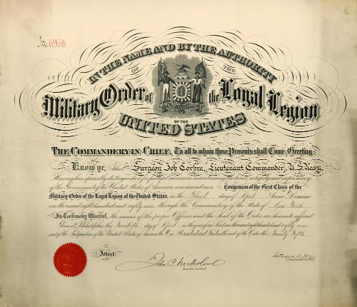 Certificate of Military Order of the Loyal Legion