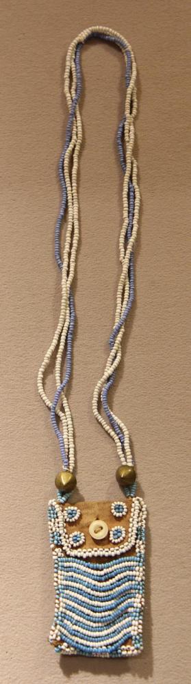 Beaded necklace with pouch