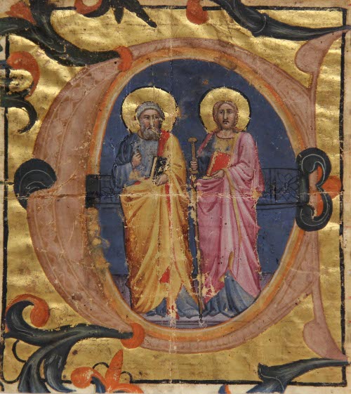 Illuminated page with St. Peter and St. James the Elder