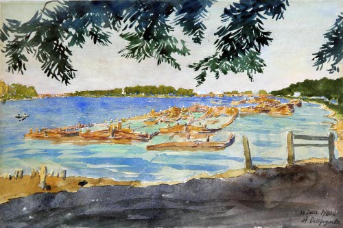 Harbor scene with view of Stone Island