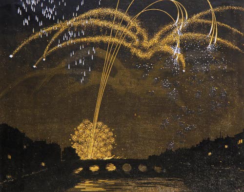 Night scene with fireworks