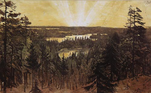 Landscape with forest and lake