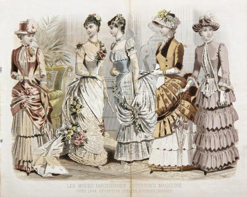JUNE 1884 RECEPTION DRESSES, EVENING DRESSES, Peterson's Magazine