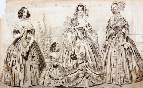 Summer Fashions for 1841, plate from The Ladies Companion, June 1841