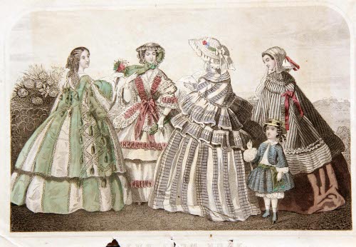 News From Home, fashion plate from Godey's Lady's Book, June 1859