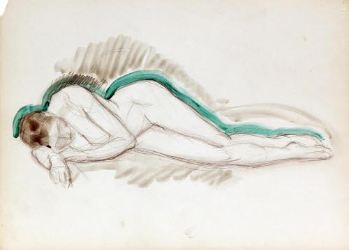 Sketchbook with forty-seven nude figure studies