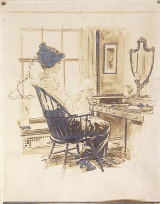 [Woman Seated at Her Desk]