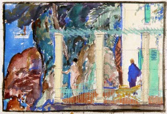 TWO FIGURES ON TERRACE