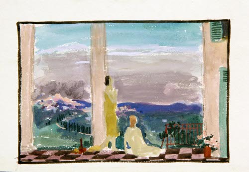 TWO FIGURES ON TERRACE