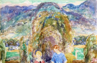 Two Girls and a Boy in a Landscape