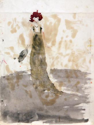 Woman in gold dress