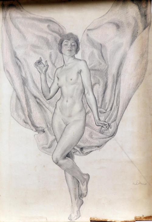 Nude with drape