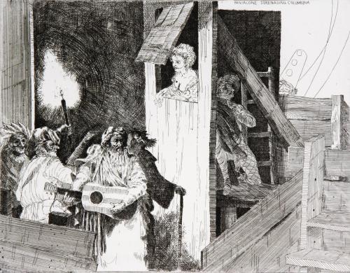 Commedia dell'Arte X-A, 'Pantalone Serenading Columbia'