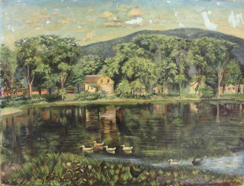 [Pond with ducks]