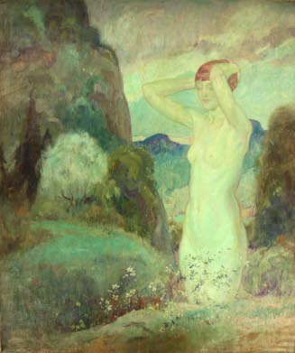 [Nude in a blue landscape]