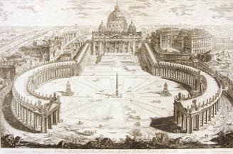 Veduta dell'insigne Basilica Vaticana coll'ampio Portico e Piazza Adjacente