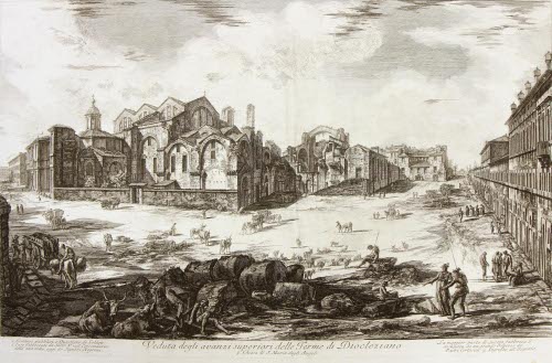 Veduta degli avanzi superiori delle Terme di Diocleziano