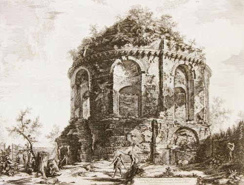 Veduta del Tiempo, detto della Tosse su la via Tiburtina, un miglio vivini a Tivoli. Presso L'Autore