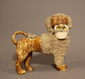 Dog Figurine with Basket of Apples