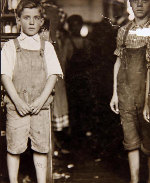 Two Young Doffers in Cotton Mill