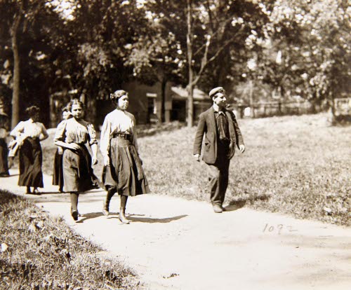 Young girls working in American Woolen Mills