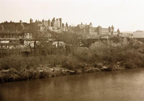 Distant view of Carcassone