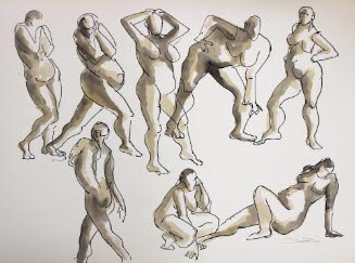 [Ink figure studies on paper]