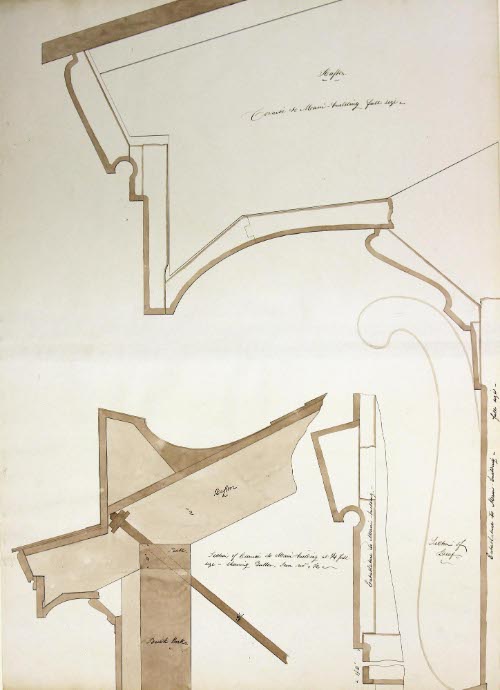 Page from Wheeler House Drawings; Main Cornice of Entabulature