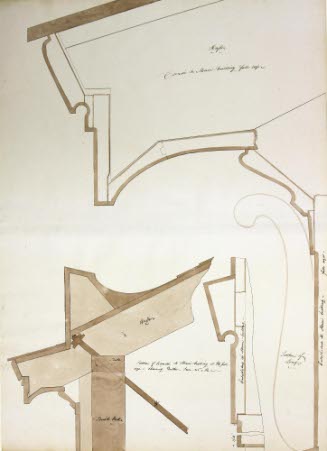 Page from Wheeler House Drawings; Main Cornice of Entabulature