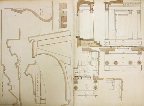 Page from Wheeler House Drawings; Front and East Portico
