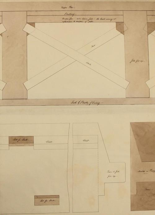 Page from Wheeler House Drawings; Upper and Under Flooring
