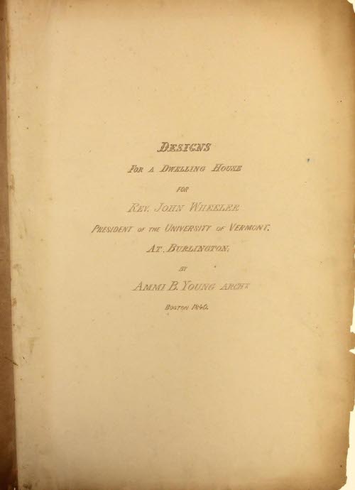Title Page, Wheeler House Drawings