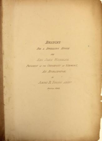 Title Page, Wheeler House Drawings