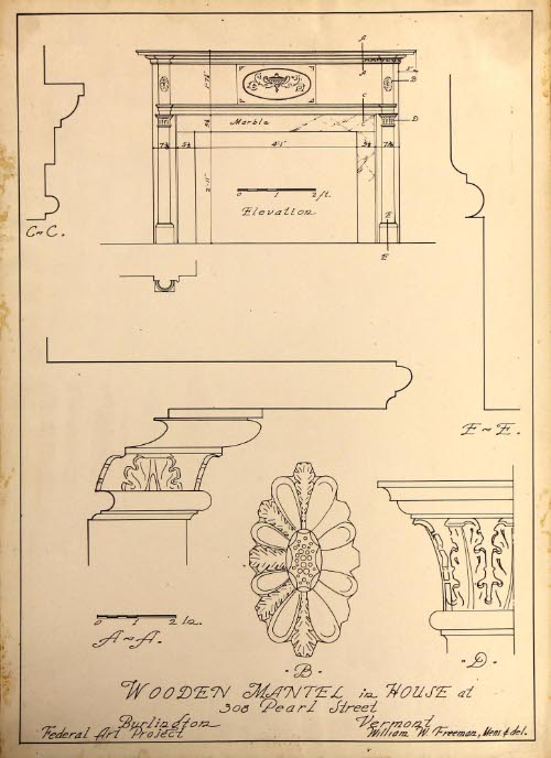 Wooden Mantel in House