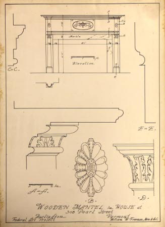 Wooden Mantel in House