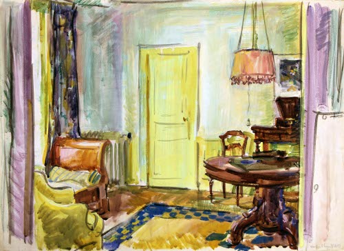 [Interior scene - door]