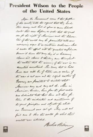 President Wilson to the People of the United States