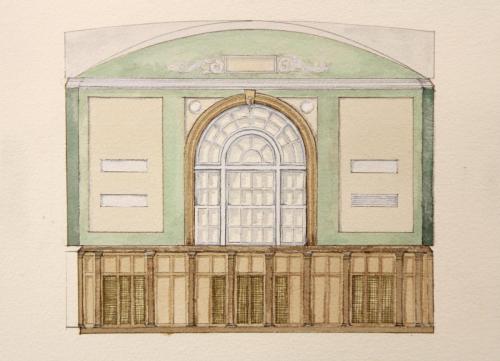 Architectural drawing of Wilbur Room wall