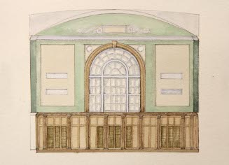 Architectural drawing of Wilbur Room wall