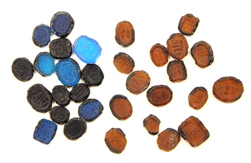 Stamped pieces of glass