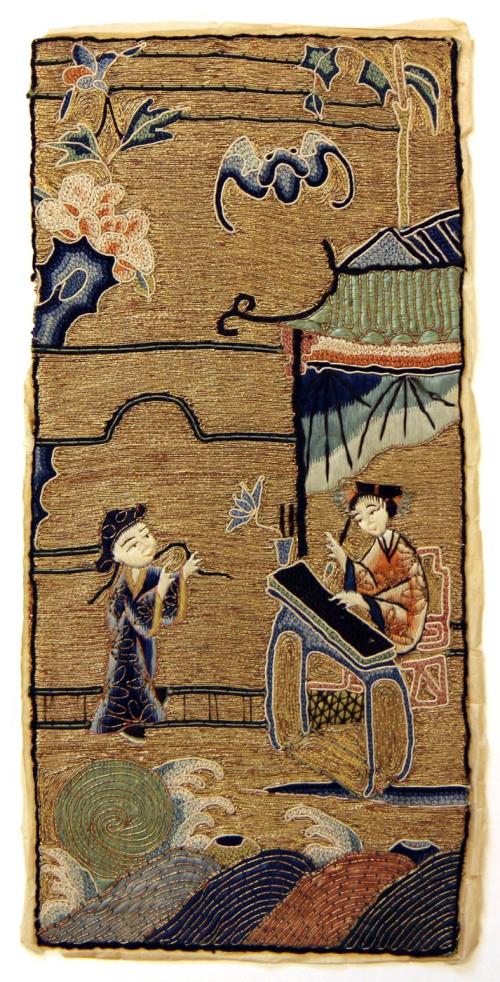 Embroidered scene